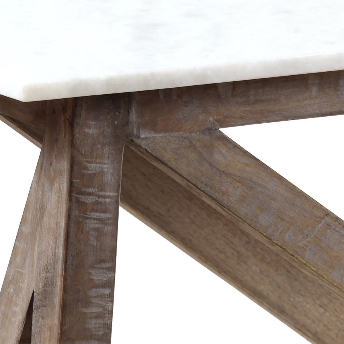 Antwerp Mango Wood Marble Top Console Table - Salvage / White