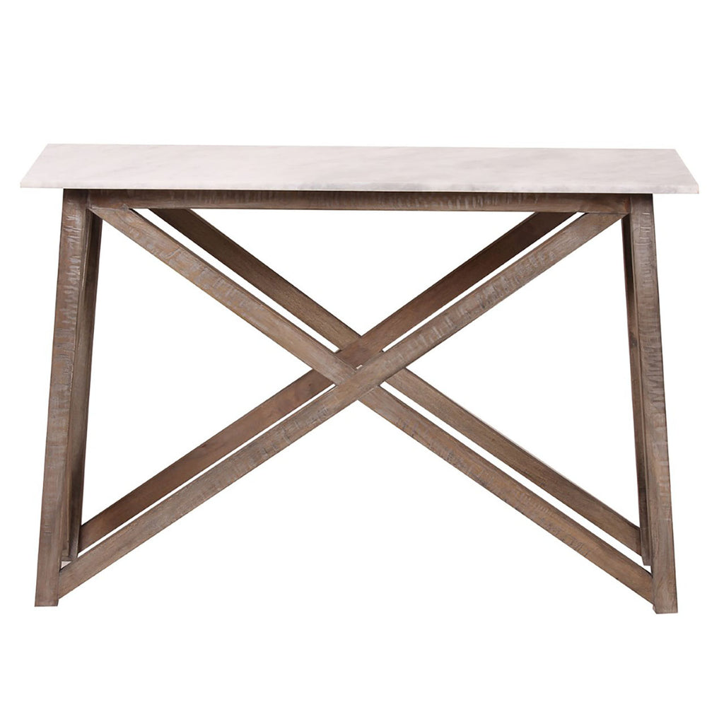 Antwerp Mango Wood Marble Top Console Table - Salvage / White