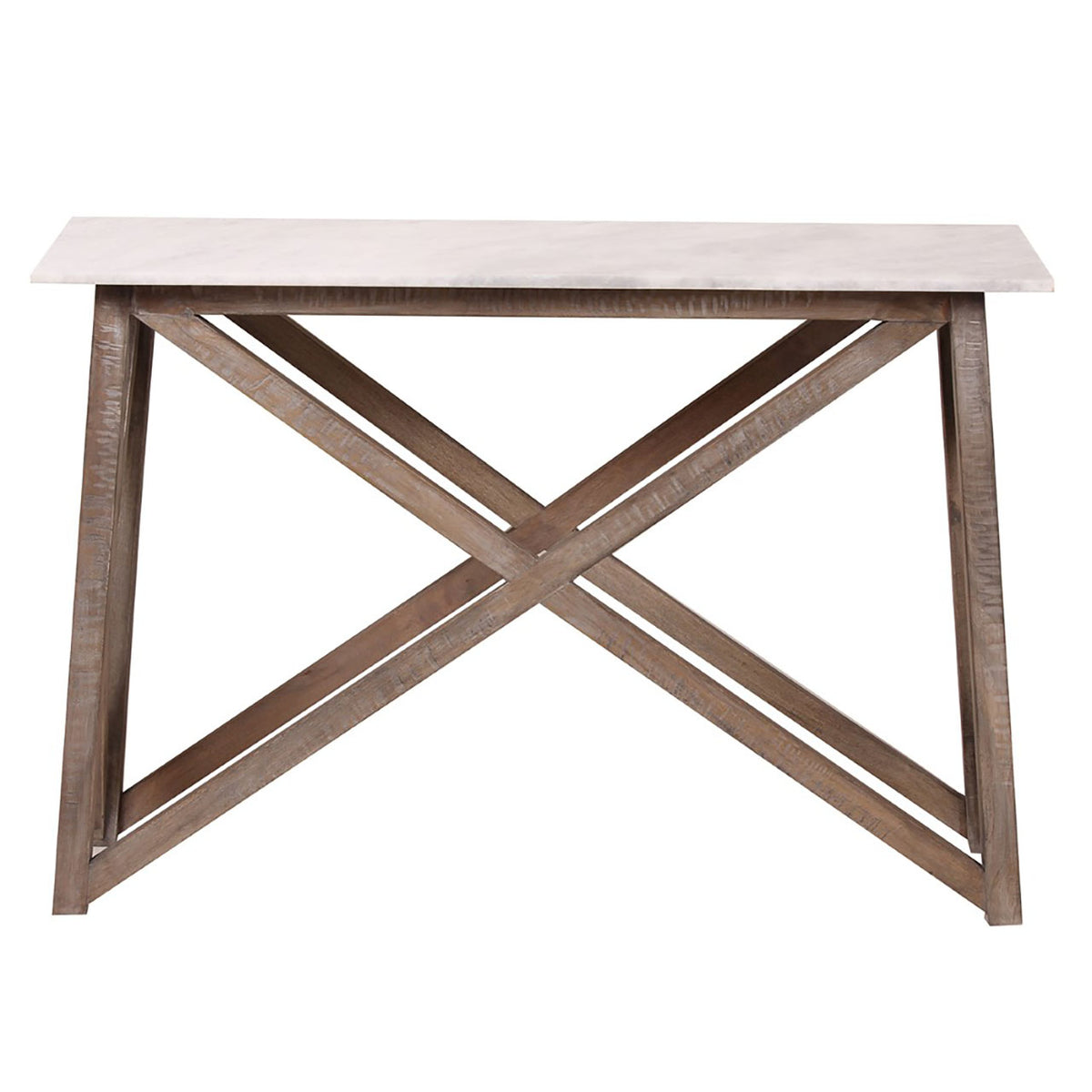 Antwerp Mango Wood Marble Top Console Table - Salvage / White