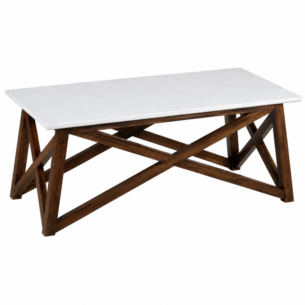 Antwerp Mango Wood Marble Coffee Table