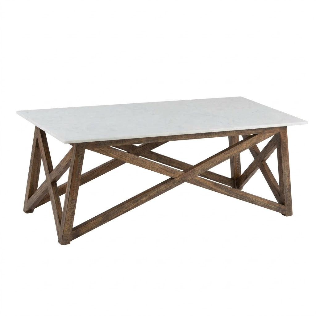Antwerp Mango Wood Marble Coffee Table