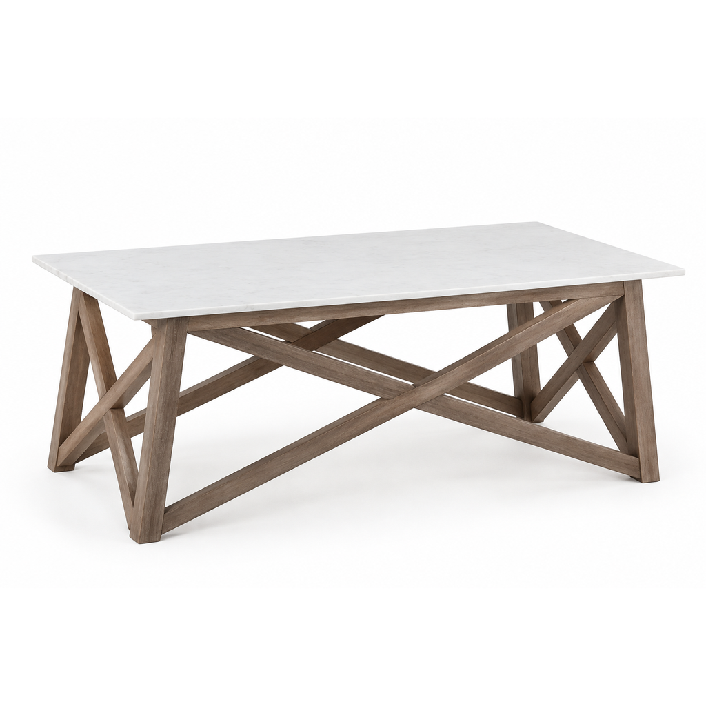 Antwerp Mango Wood Marble Coffee Table