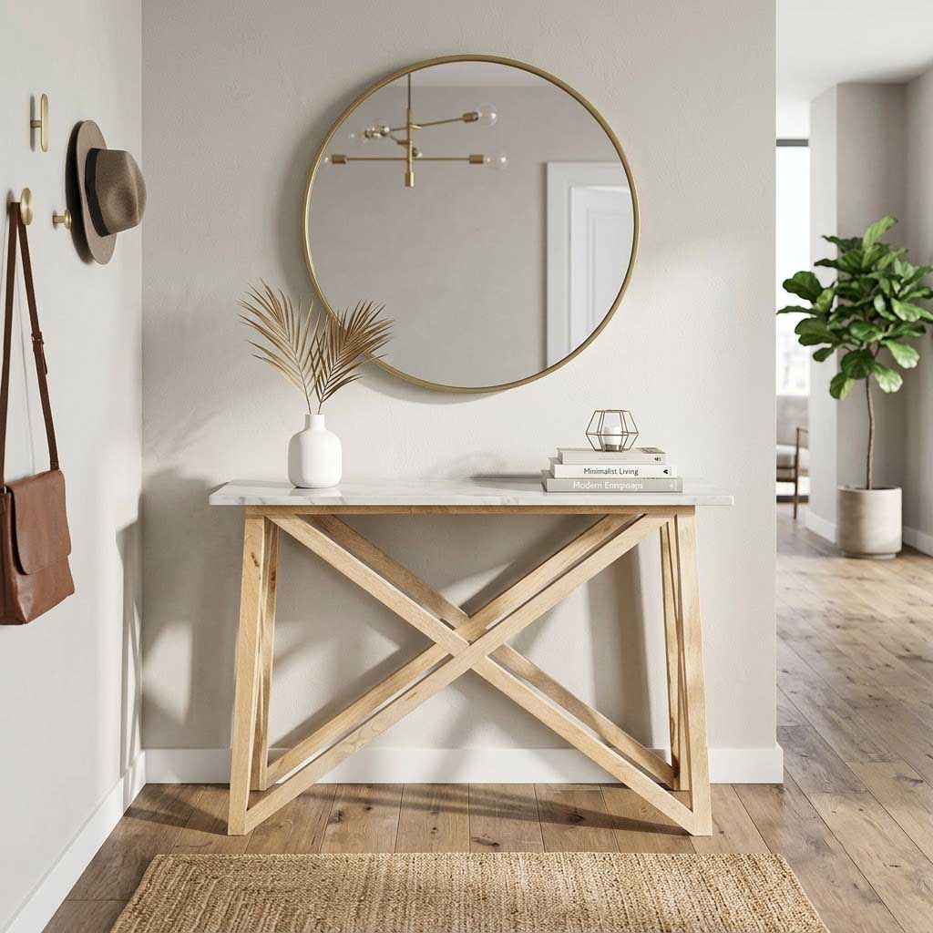 Antwerp Mango Wood Marble Top Console Table