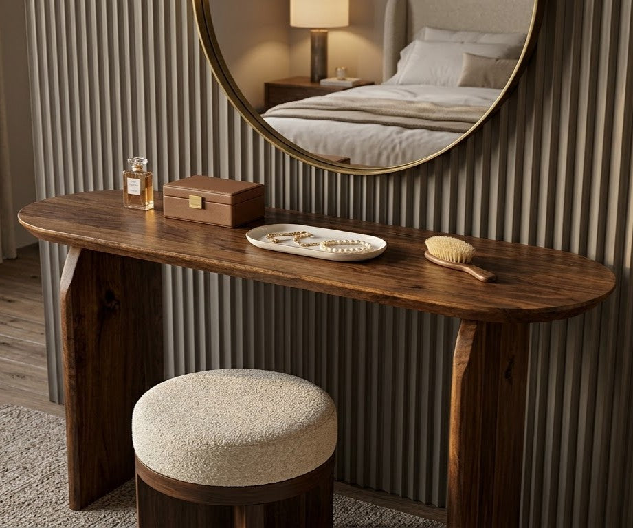 Arch Acacia Wood Oval Console Table