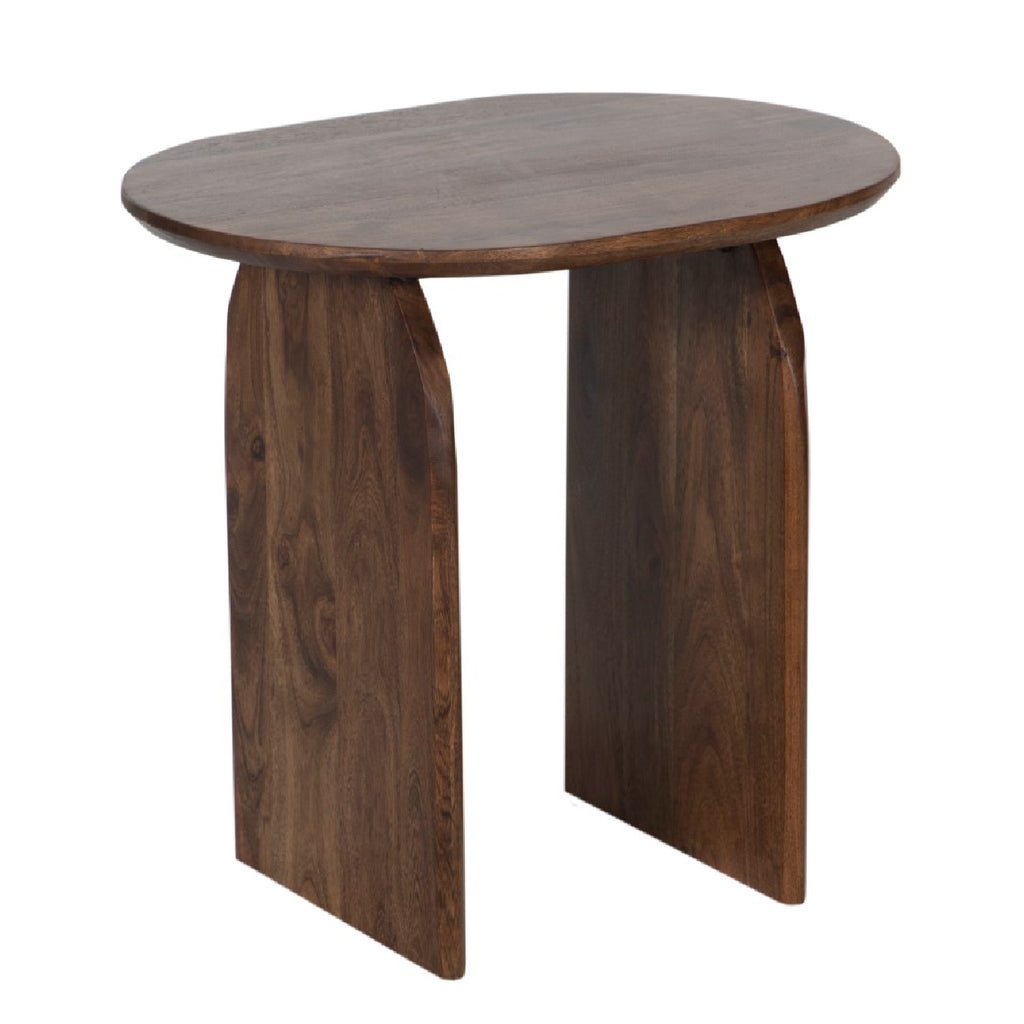 Arch Acacia Wood Oval Side Table