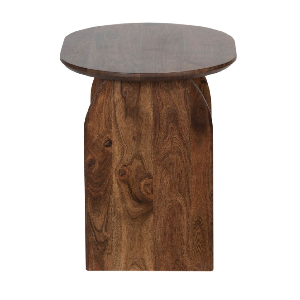 Arch Acacia Wood Oval Side Table