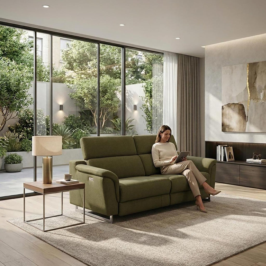Arden Farbic Comfort Recliner - Moss Green