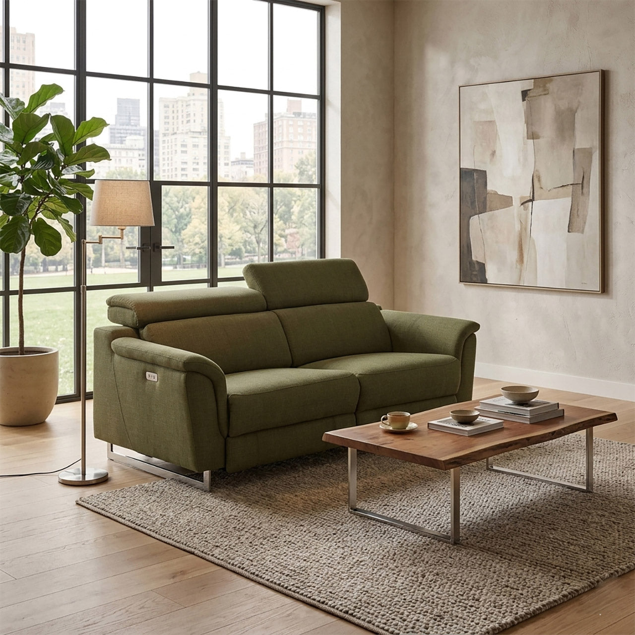 Arden Farbic Comfort Recliner - Moss Green