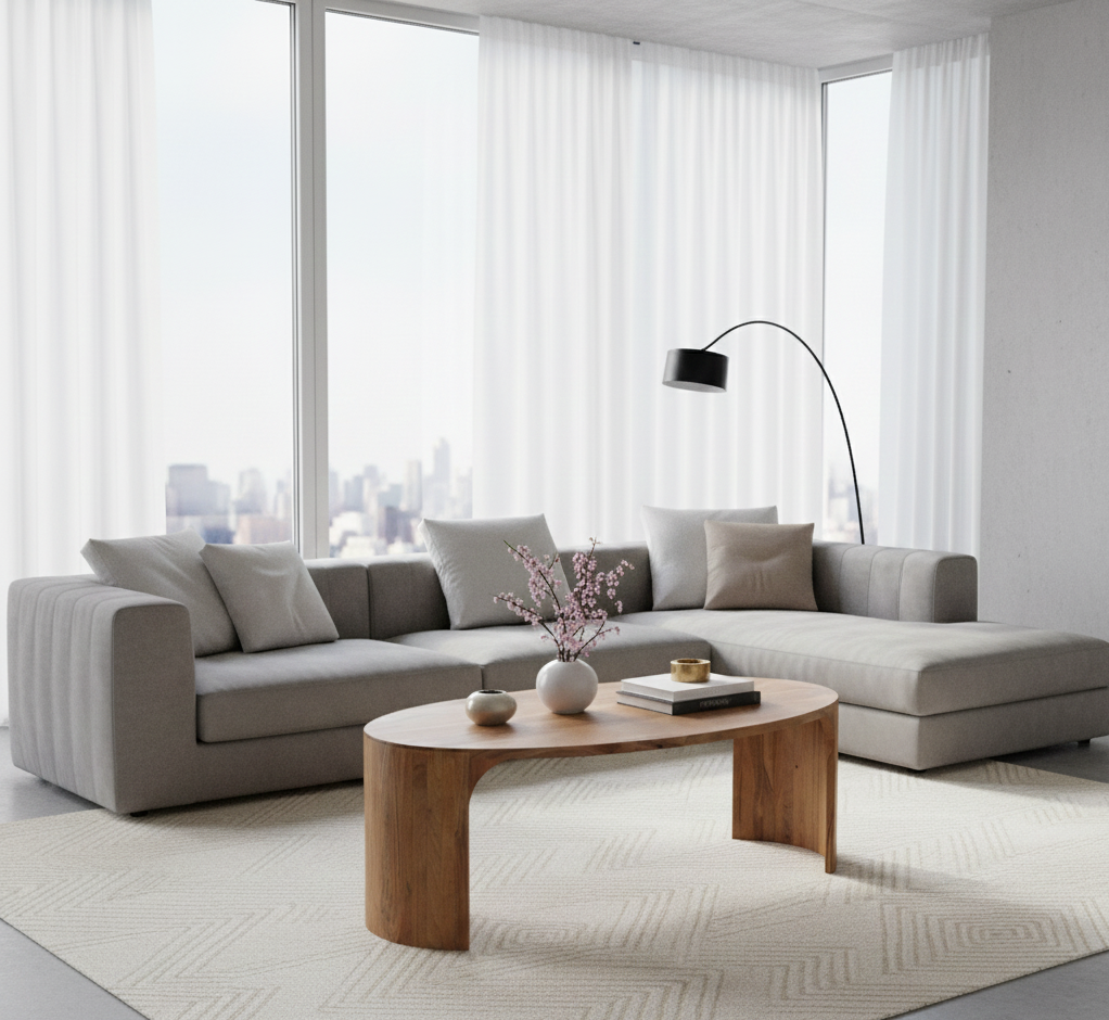 Aria Acacia Wood Oval Coffee Table