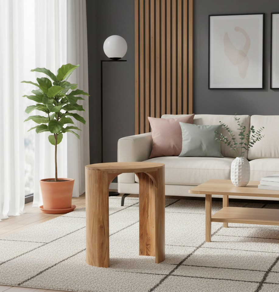 Aria Acacia Wood Oval Side Table - Natural