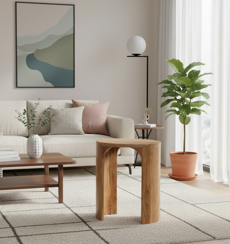 Aria Acacia Wood Oval Side Table - Natural