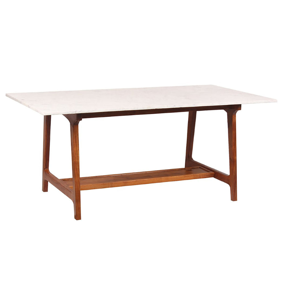 Aspen Acacia Wood Marble Top Dining Table - Cognac / White
