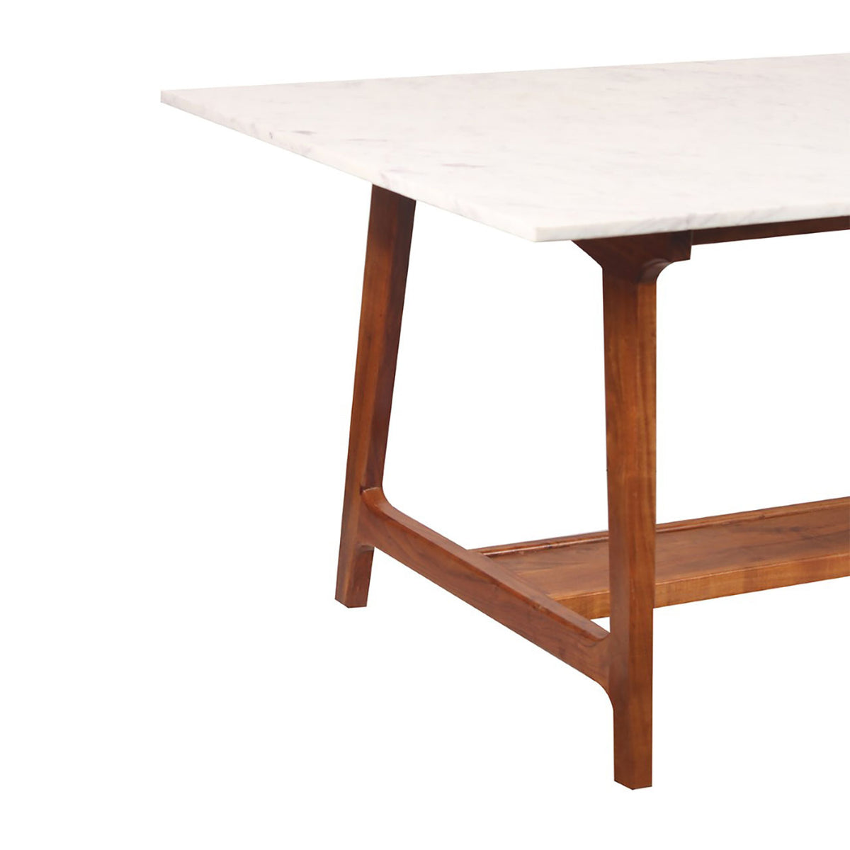 Aspen Acacia Wood Marble Top Dining Table - Cognac / White