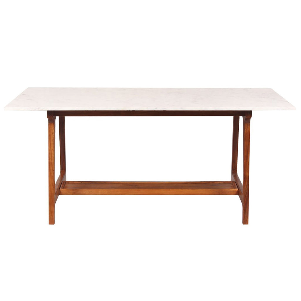Aspen Acacia Wood Marble Top Dining Table - Cognac / White