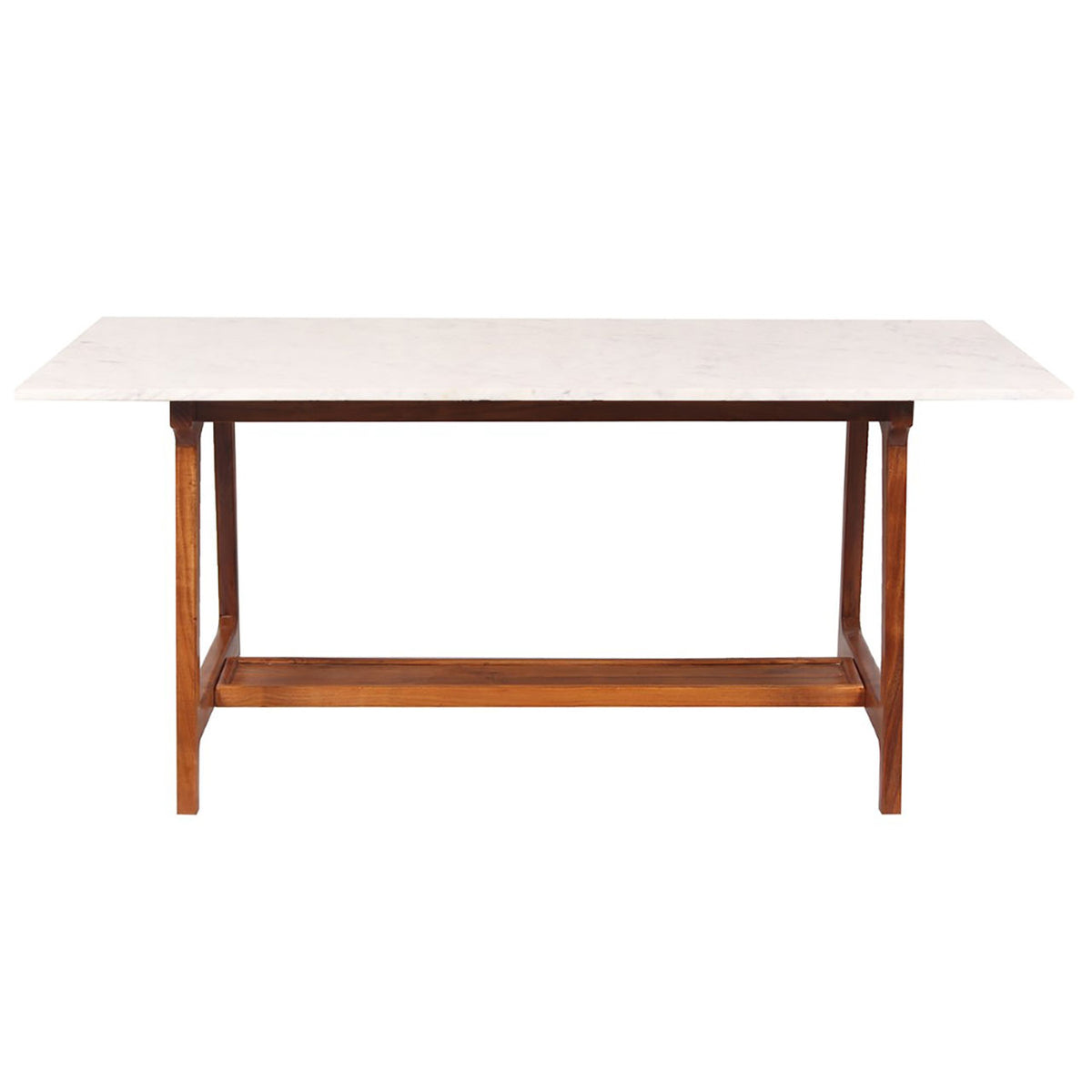 Aspen Acacia Wood Marble Top Dining Table - Cognac / White