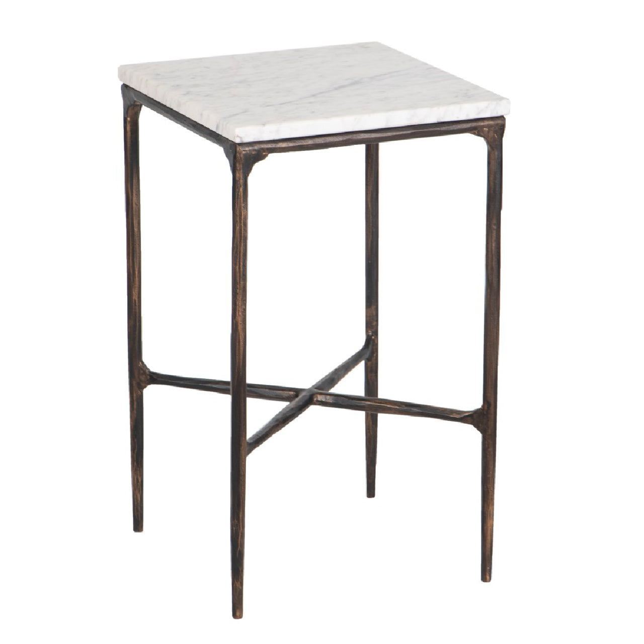 Aviva Hammered Metal Textured Square Martini Table