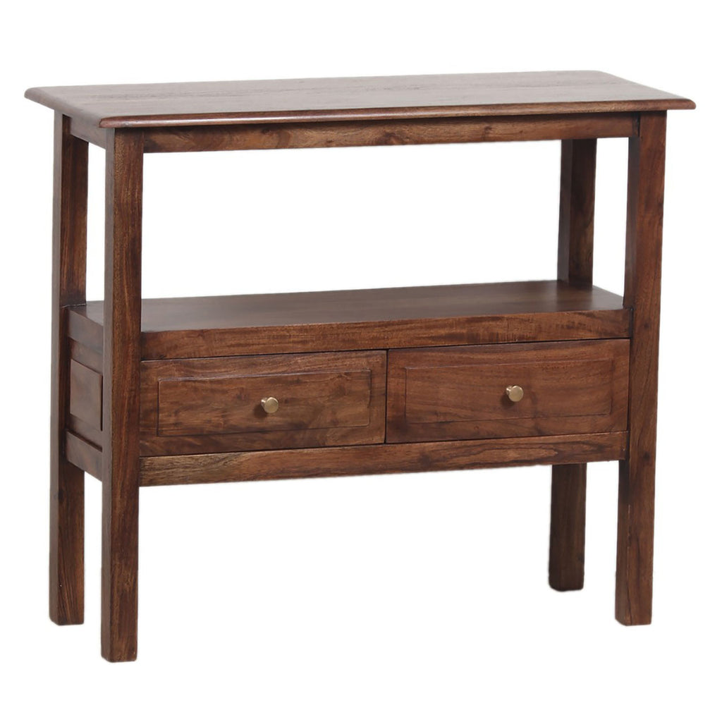 Bilbao Acacia Wood 2 Drawer Console Table – Washed Walnut