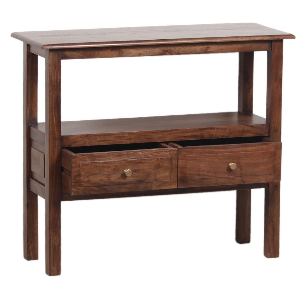 Bilbao Acacia Wood 2 Drawer Console Table – Washed Walnut