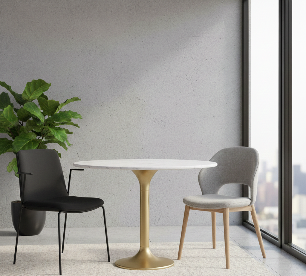 Bistro Marble Top Small Round Dining Table