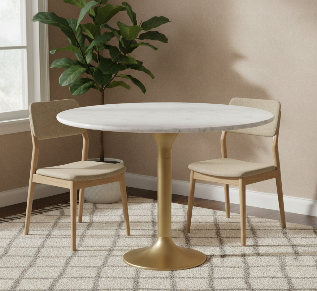 Bistro Marble Top Small Round Dining Table