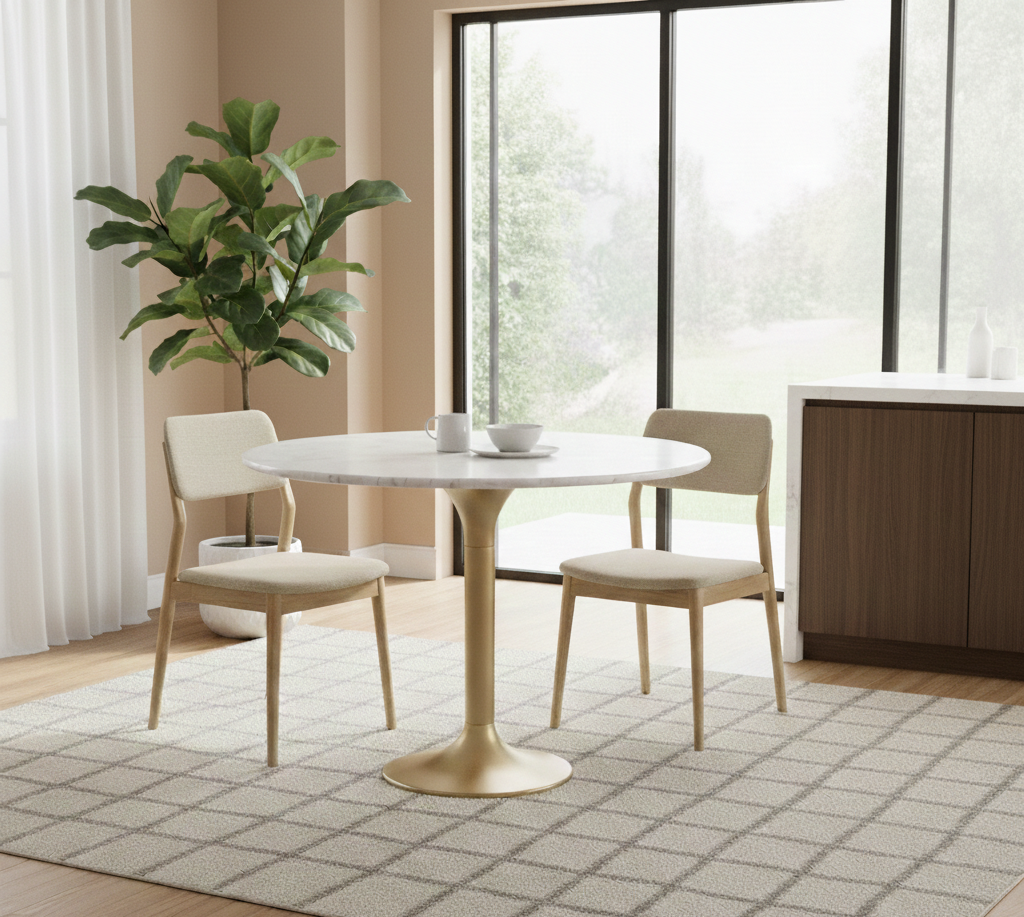 Bistro Marble Top Small Round Dining Table