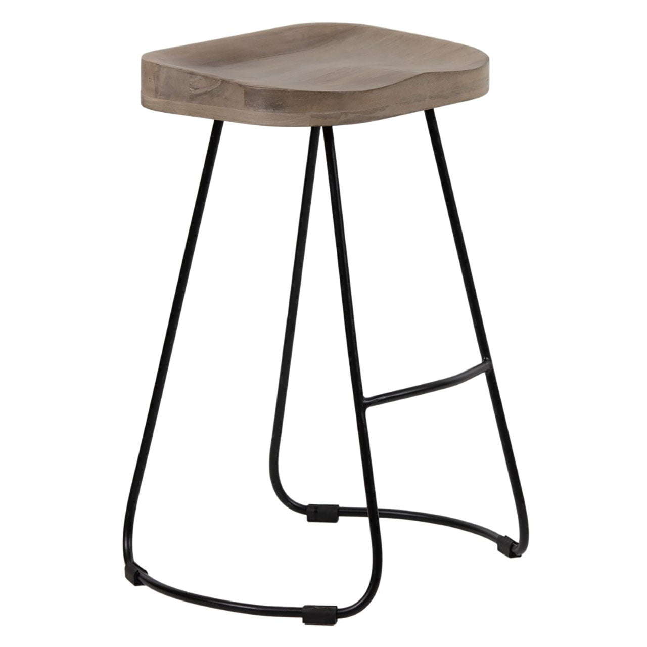 Boston Mango Wood Black Iron Counter Stool - Salvage