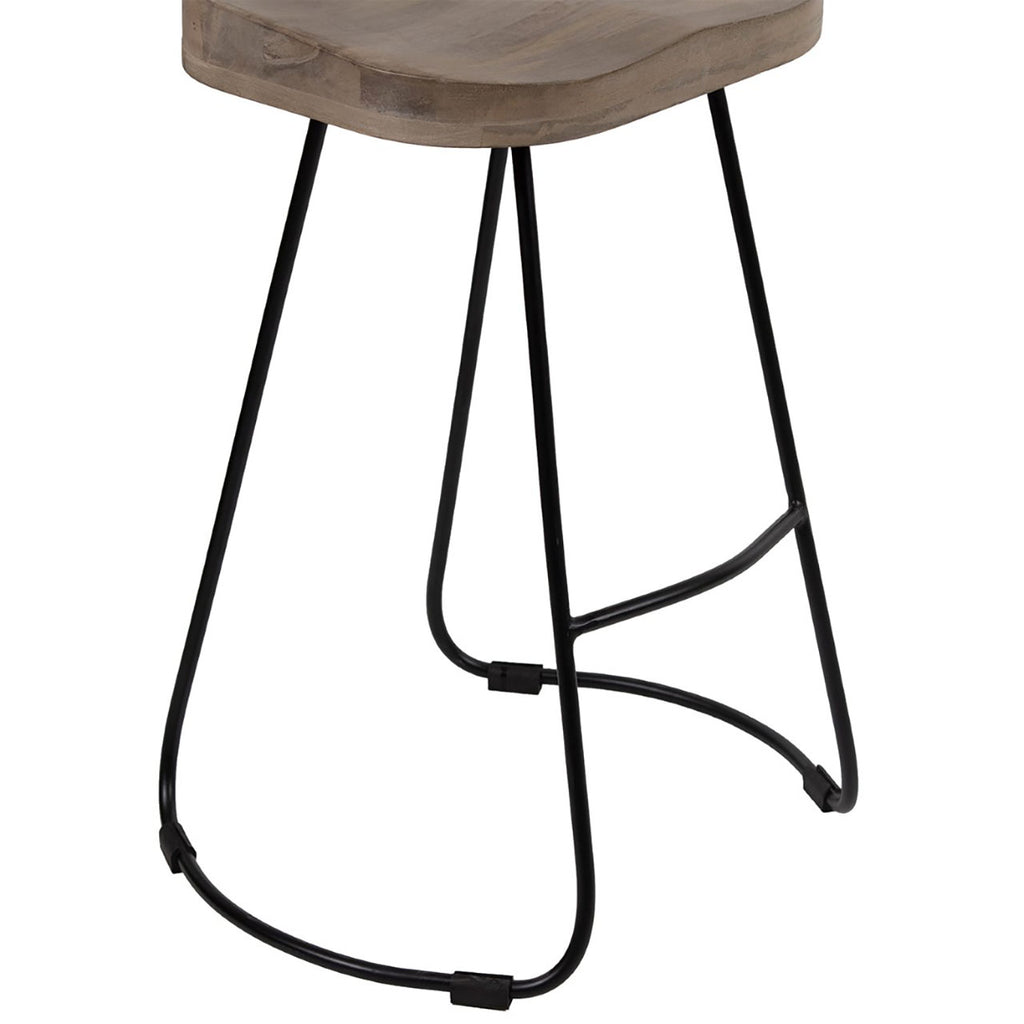 Boston Mango Wood Black Iron Counter Stool - Salvage