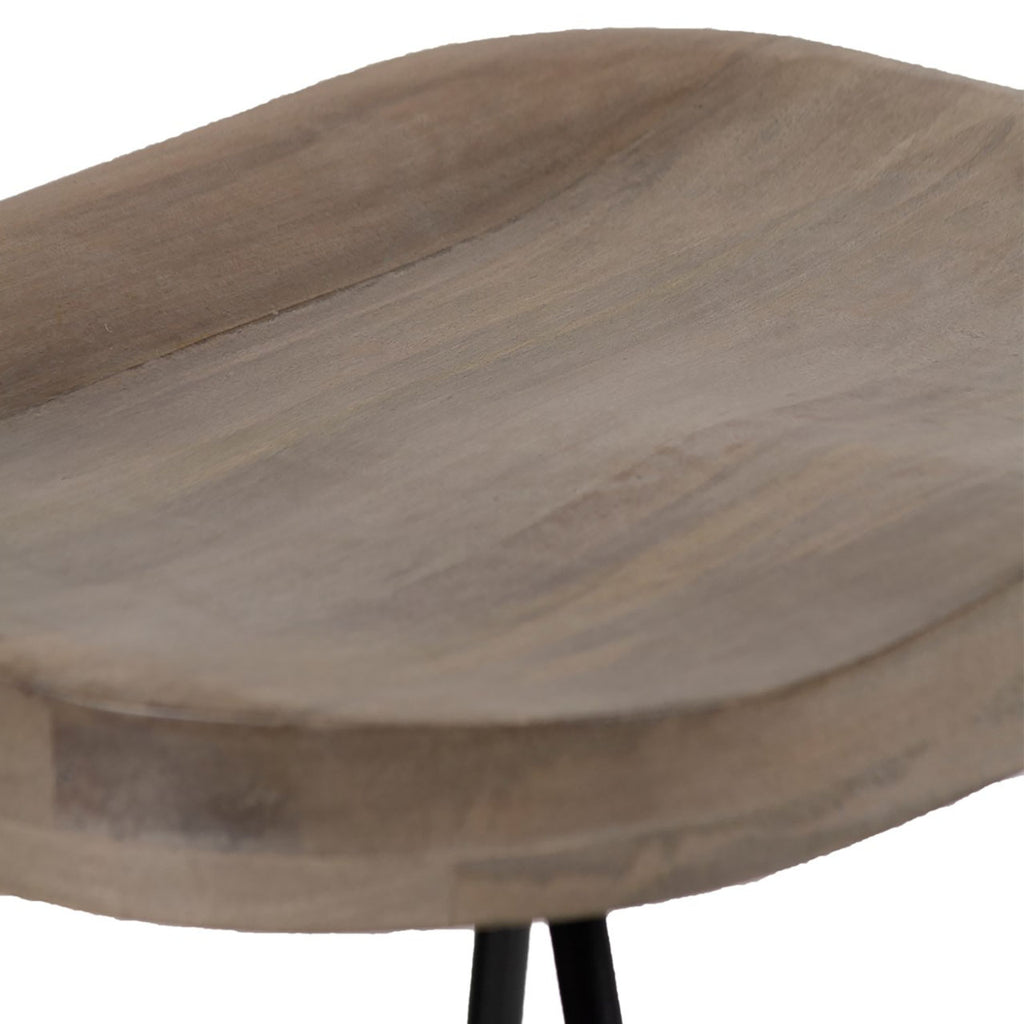 Boston Mango Wood Black Iron Counter Stool - Salvage