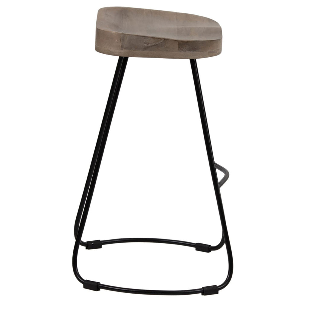 Boston Mango Wood Black Iron Counter Stool - Salvage
