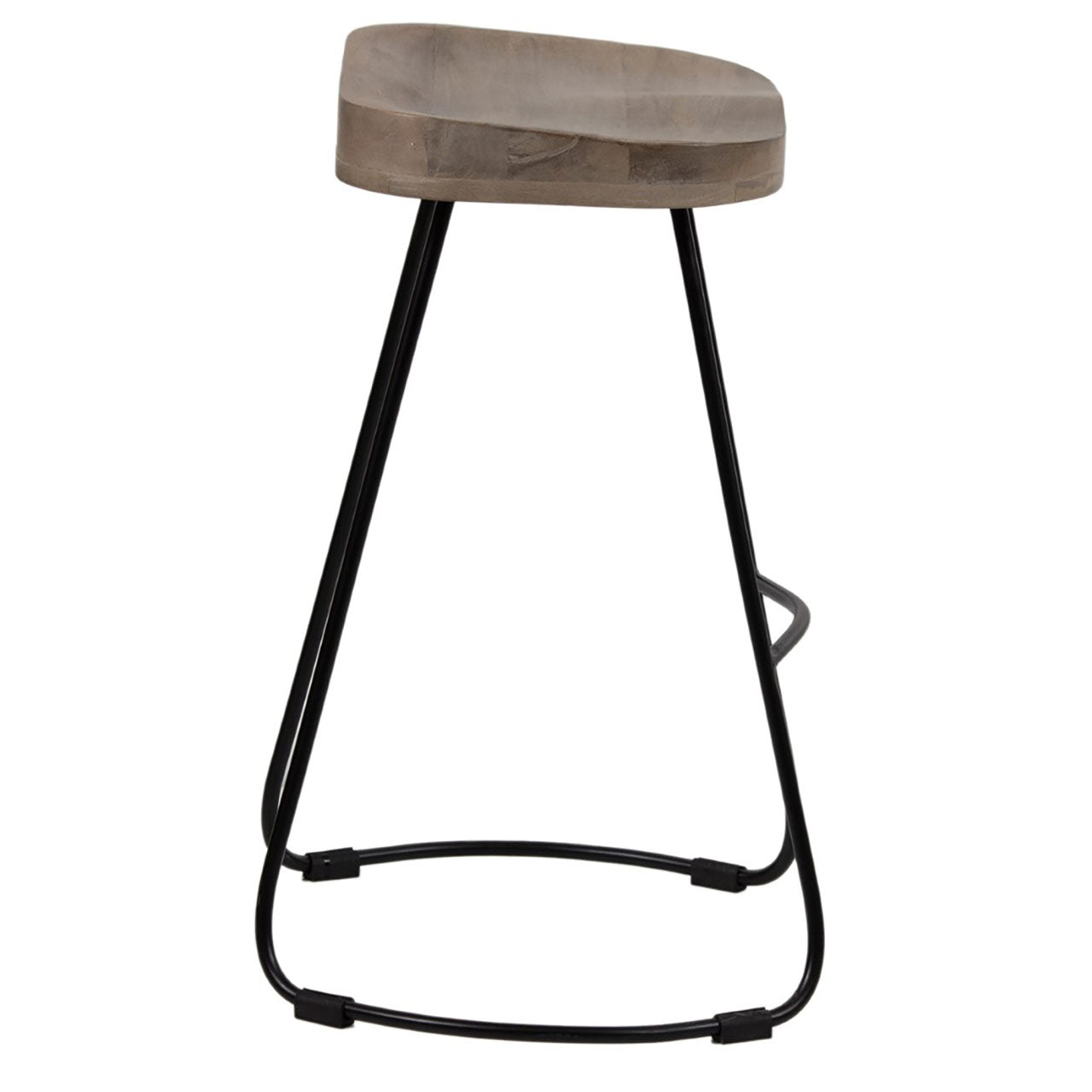 Boston Mango Wood Black Iron Counter Stool - Salvage