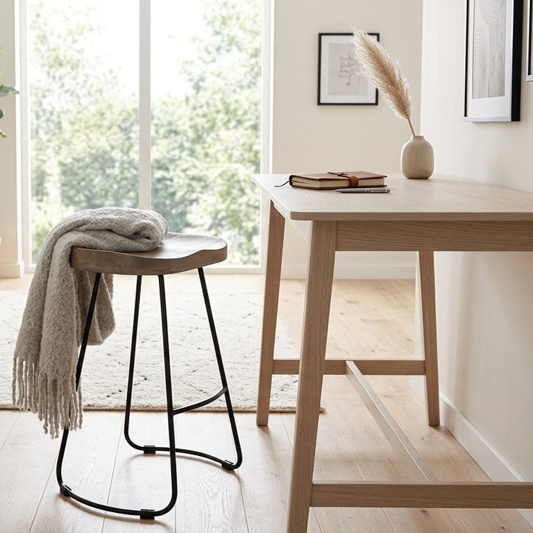 Boston Mango Wood Black Iron Counter Stool - Salvage