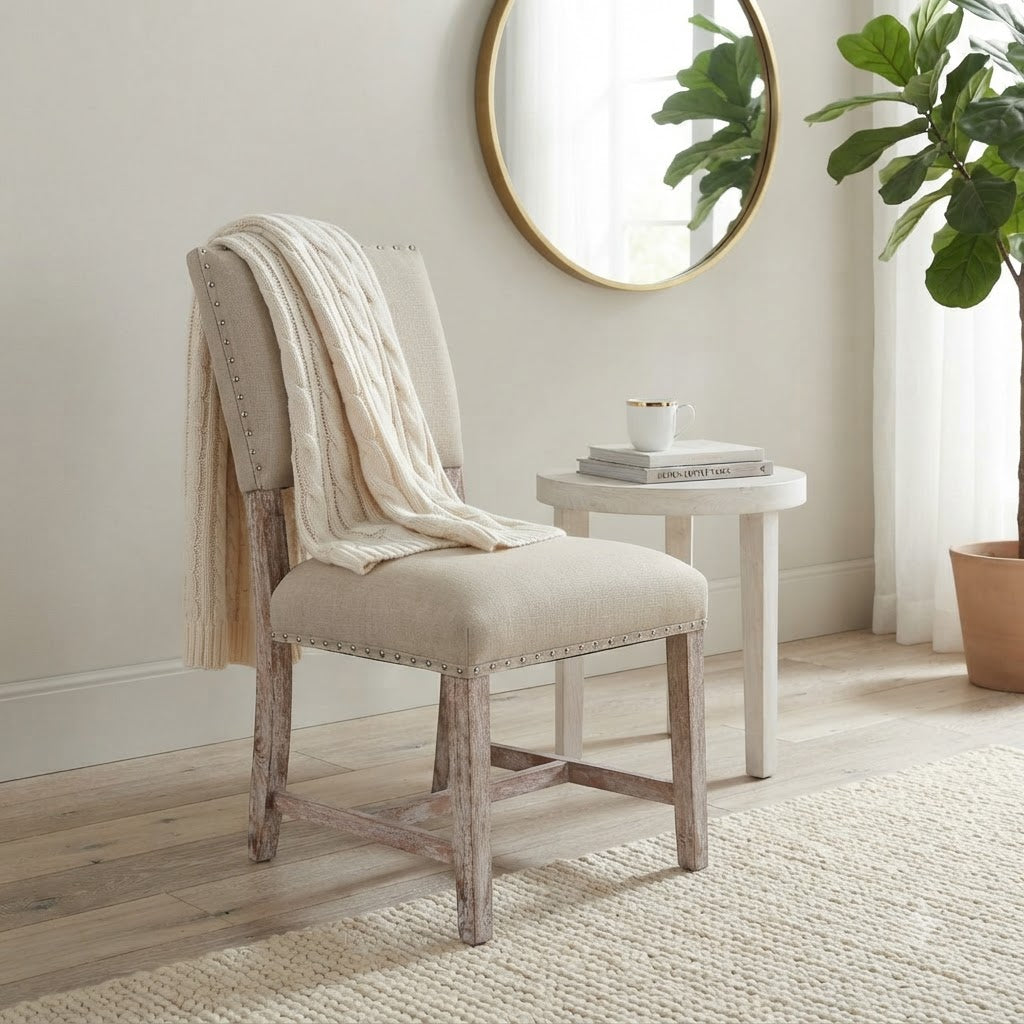 Bristol Acacia Wood Fabric Dining Chair