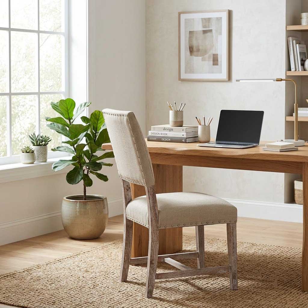 Bristol Acacia Wood Fabric Dining Chair