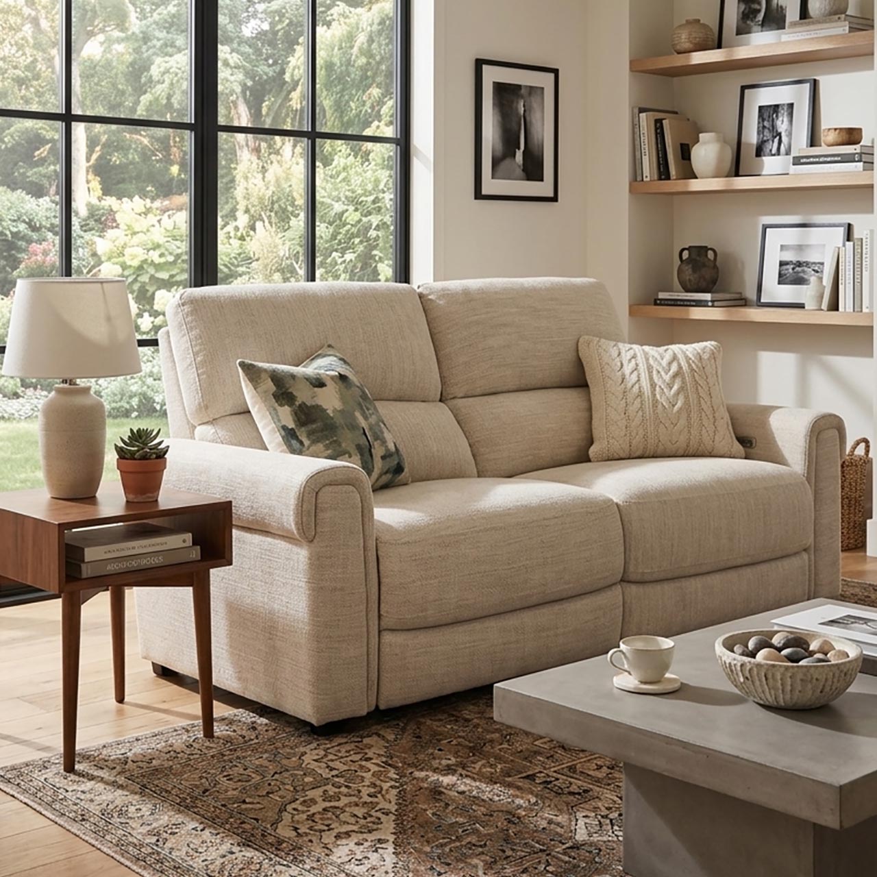 Bristol Fabric Comfort Recliner Sofa - Ivory