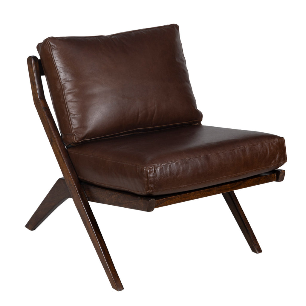 Cali Leather Accent Chair - Washed Walnut / Brown