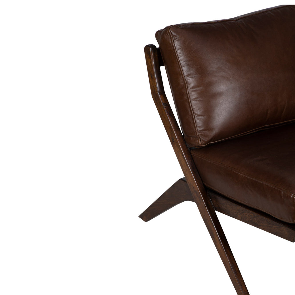 Cali Leather Accent Chair - Washed Walnut / Brown