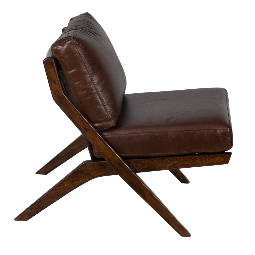 Cali Leather Accent Chair - Washed Walnut / Brown