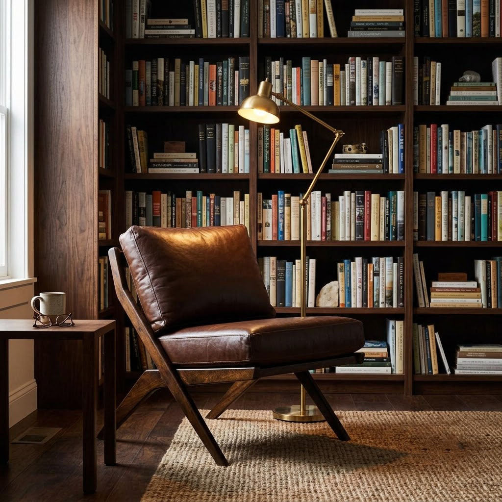 Cali Leather Accent Chair - Washed Walnut / Brown