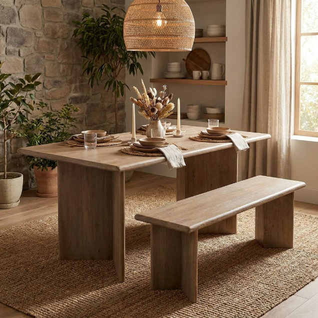Cambria Mango Wood Dining Bench