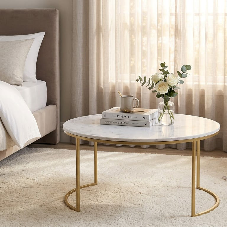 Capri Banswara Marble Coffee Table Gold Iron