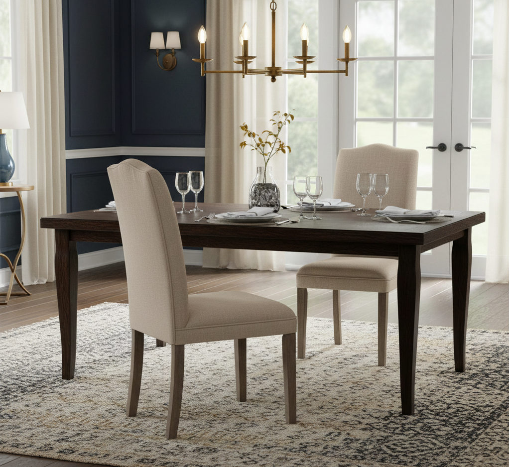 Cardiff Mango Wood Dining Chair Linen Fabric Slate Grey