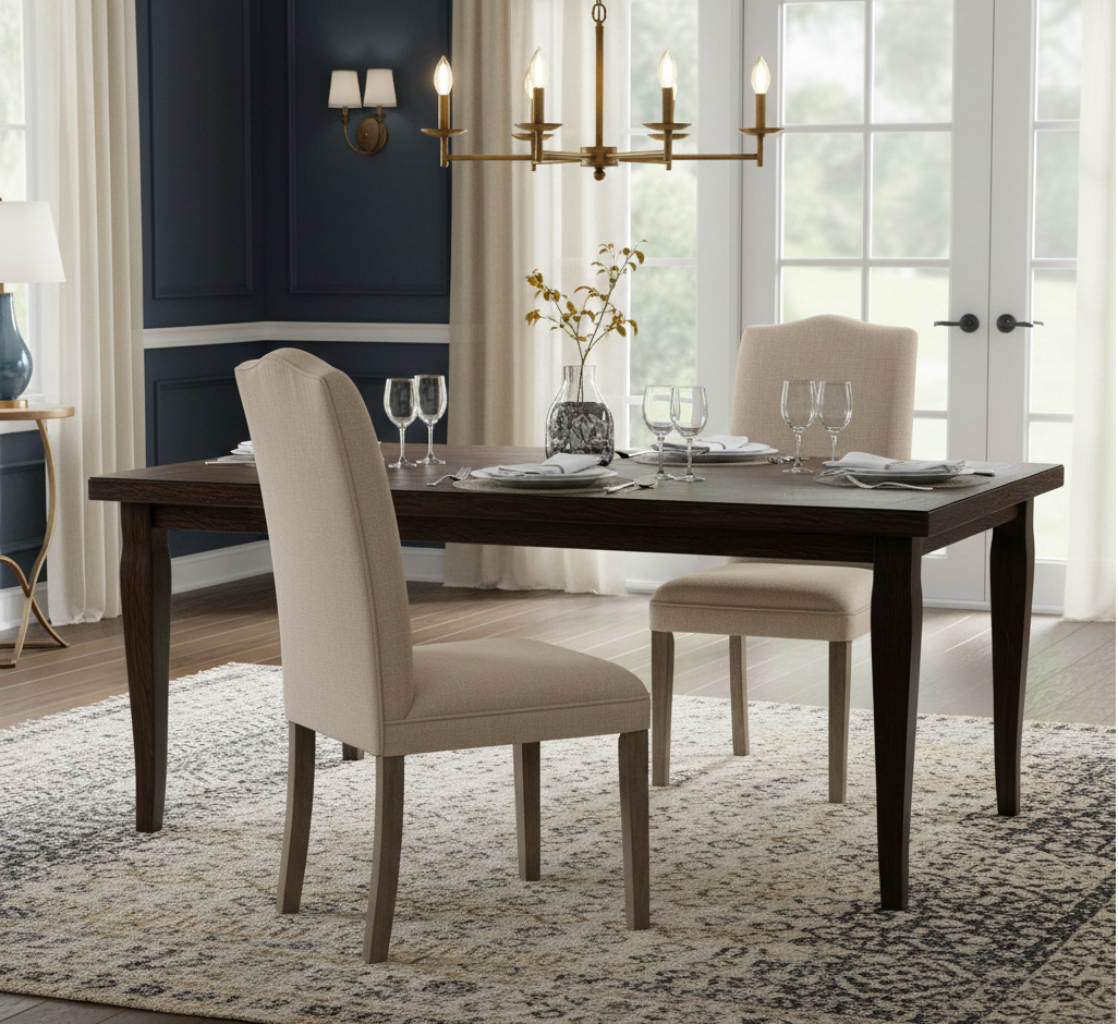Cardiff Mango Wood Dining Chair Linen Fabric Slate Grey
