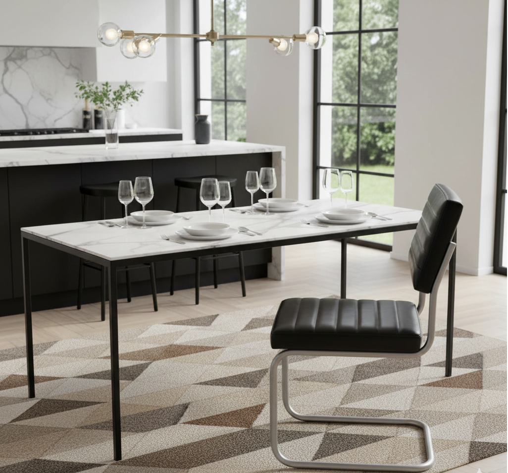 Carlos Leather and Iron Upholstered Dining Chair