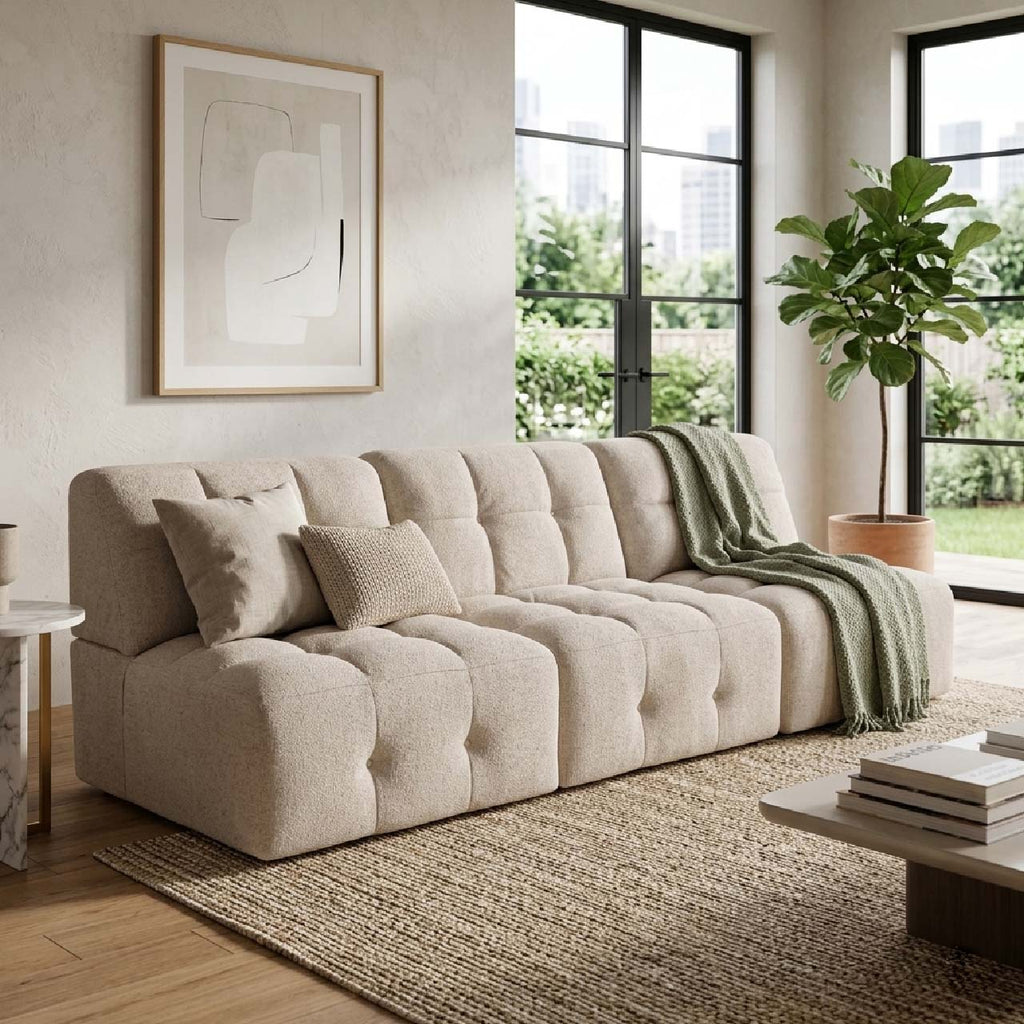 Cauchy Fabric 3 Seat Modular Sofa - Beige