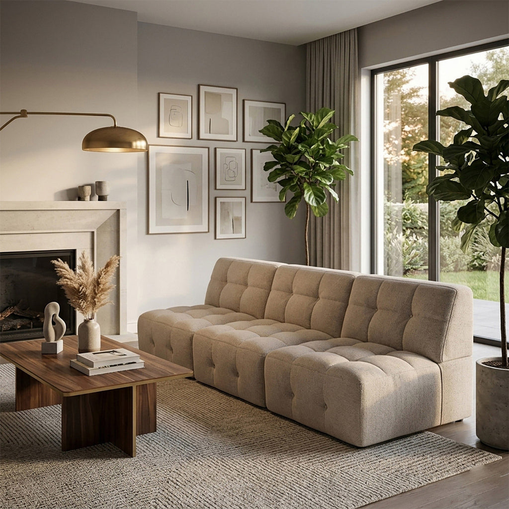 Cauchy Fabric 3 Seat Modular Sofa - Beige