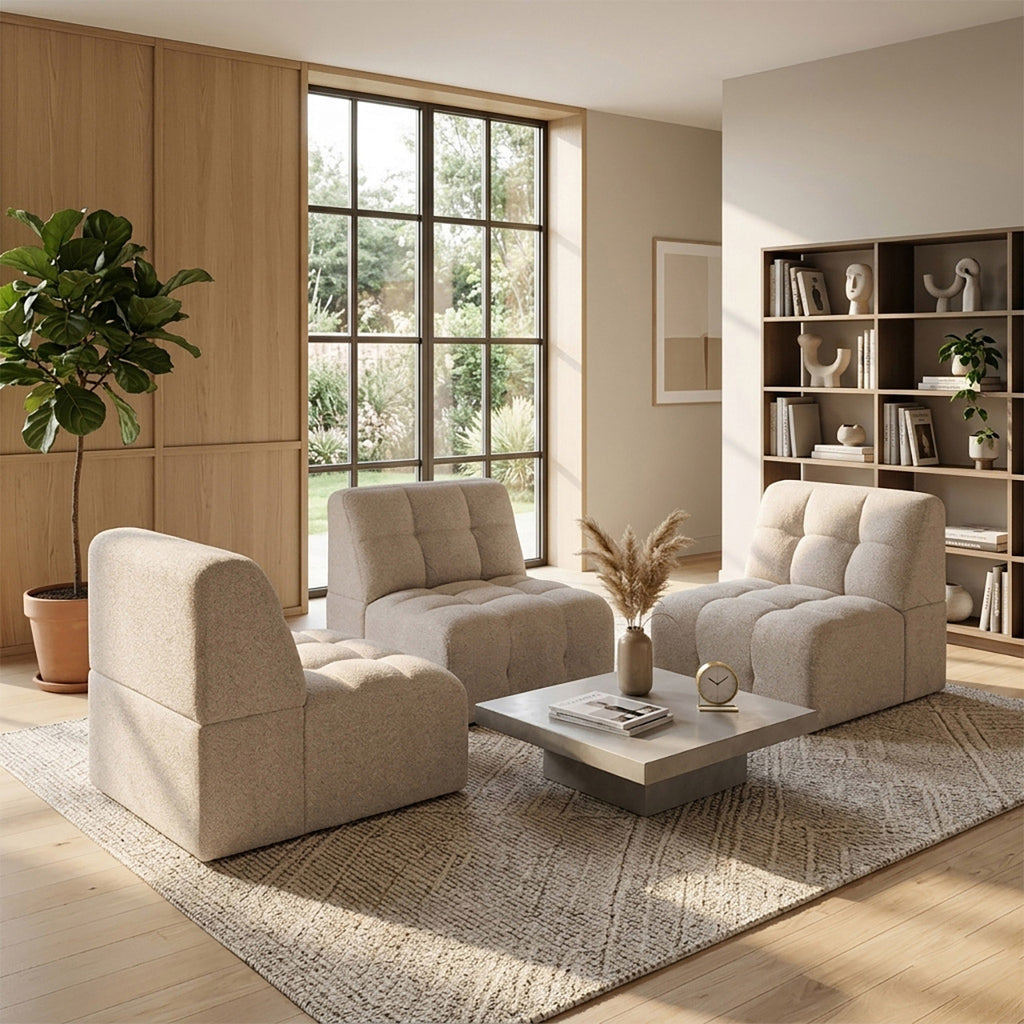 Cauchy Fabric 3 Seat Modular Sofa - Beige
