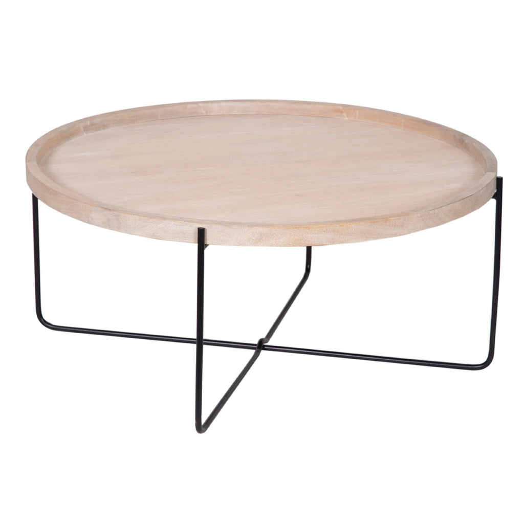 Charlie Mango Wood Round Tray Top Coffee Table