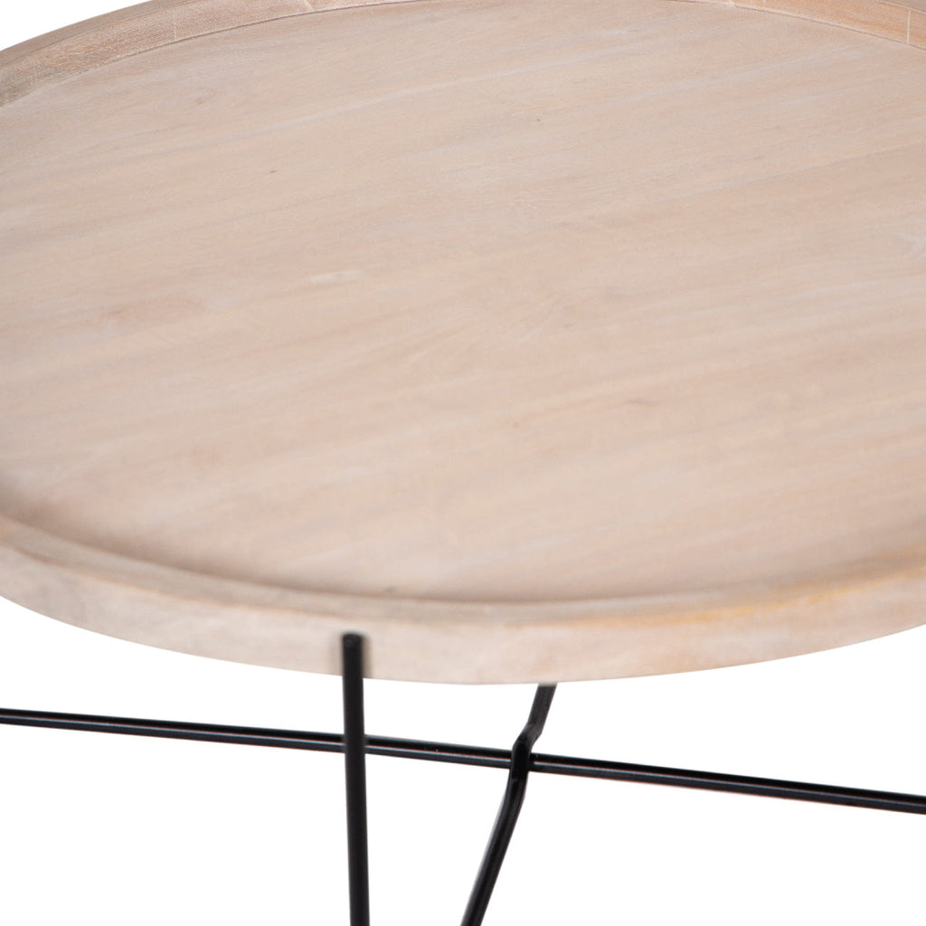Charlie Mango Wood Round Tray Top Coffee Table