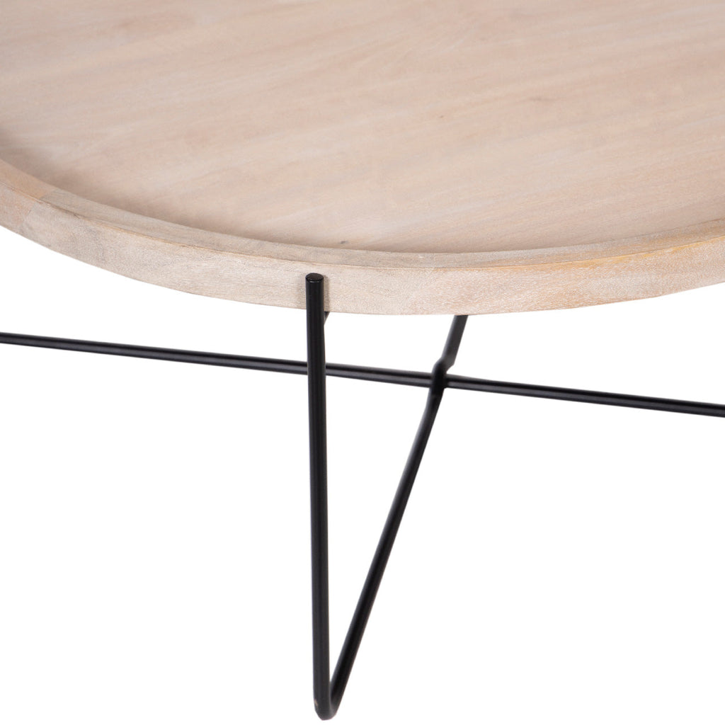 Charlie Mango Wood Round Tray Top Coffee Table