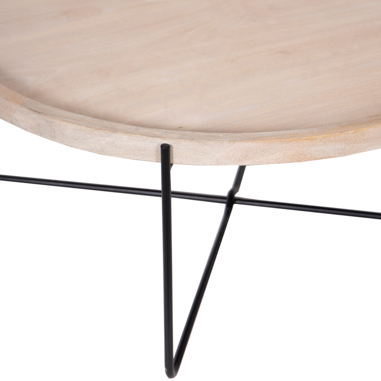 Charlie Mango Wood Round Tray Top Coffee Table